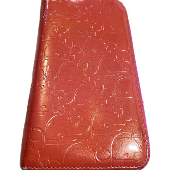 Christian Dior Authentic Ultimate Voyager Coral Orange Leather Zippy Long Wallet - Picture 5 of 11